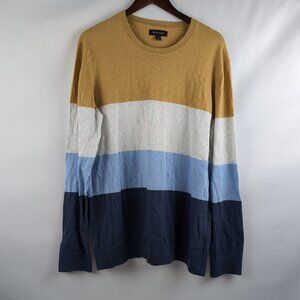 RW&CO Men's Colorblock Sweater Mustard/Grey/Baby Blue/Navy, X-Large